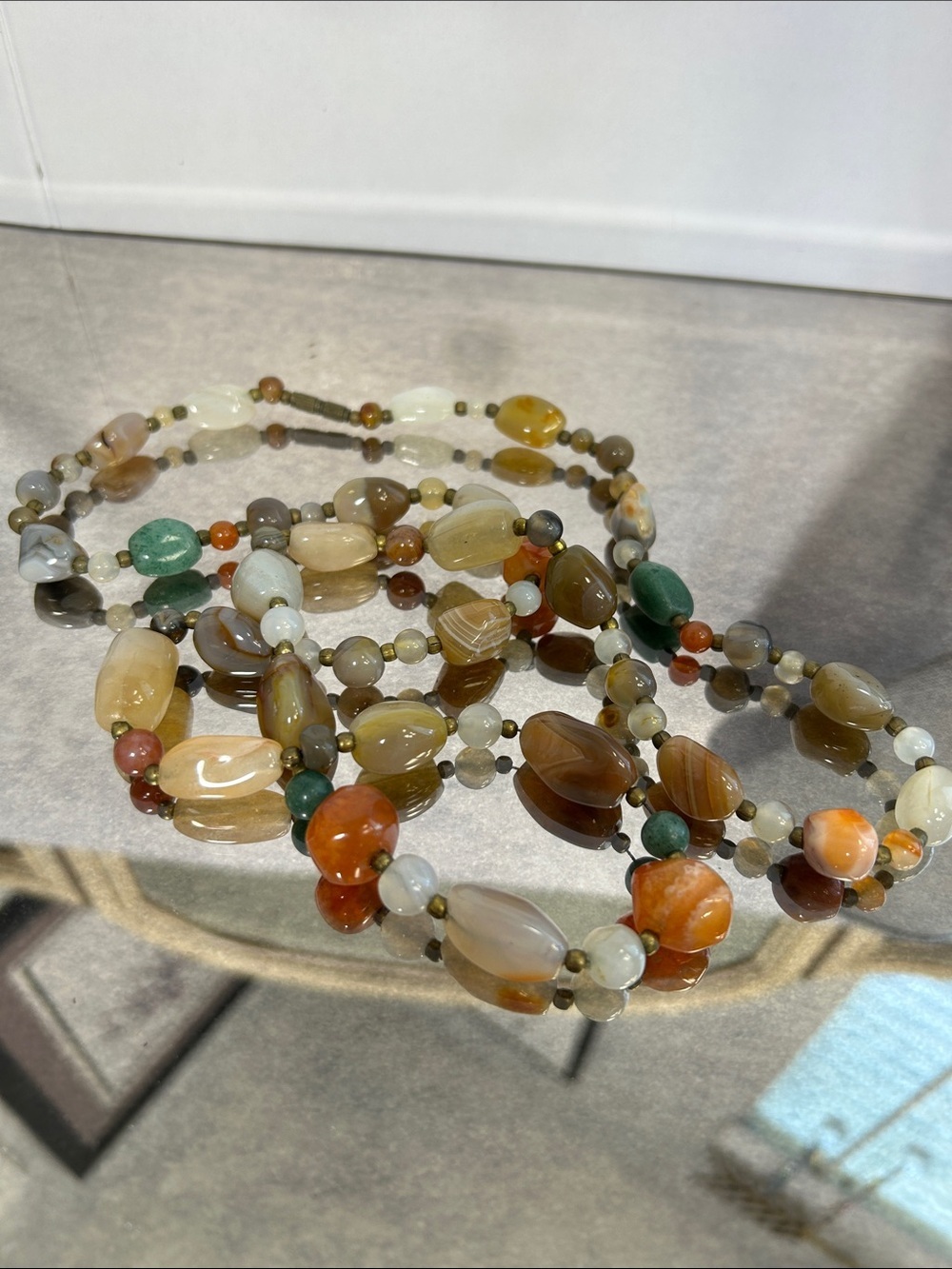 Vintage Multi-Color Semi-Precious Bead Necklace - Women Jewelry